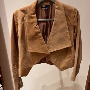 Theory tan suede cropped jacket
